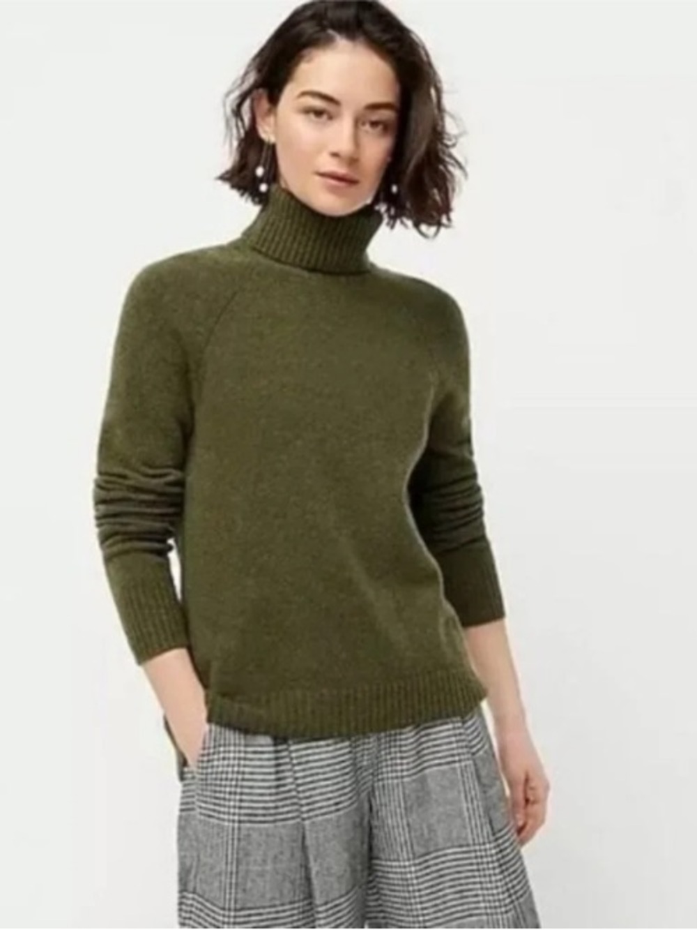 J. Crew Alpaca Wool Blend Turtleneck Pullover Knit Sweater Green Small
